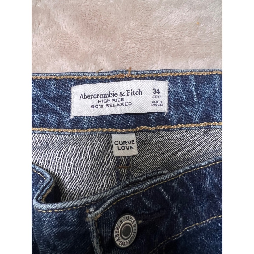 Abercrombie & Fitch 90s Relaxed High Rise Jeans Womens 34 SHORT Curve Love NWT - Picture 5 of 8